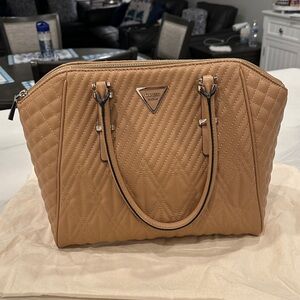 GUESS Camel Quilted Satchel